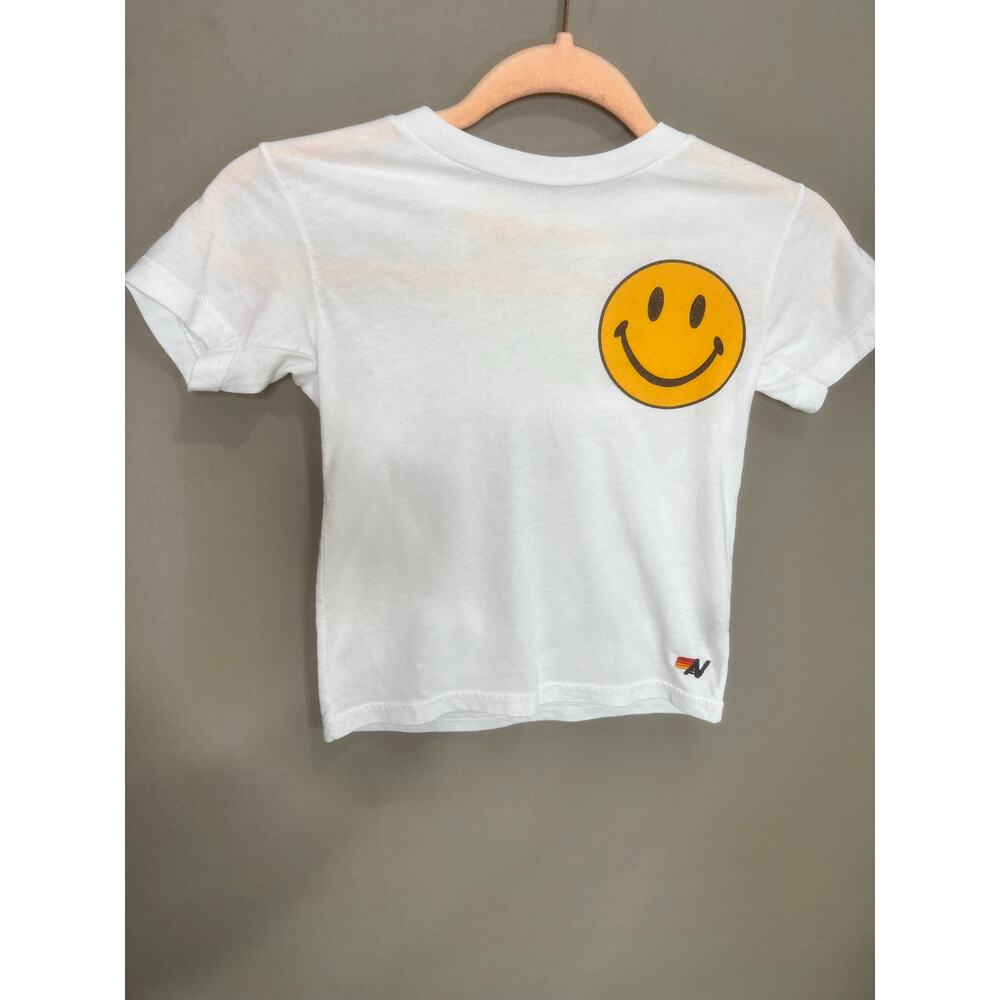 Aviator Nation T-Shirt Youth Kids 6 Smiley Face Made In USA Retro Y2K